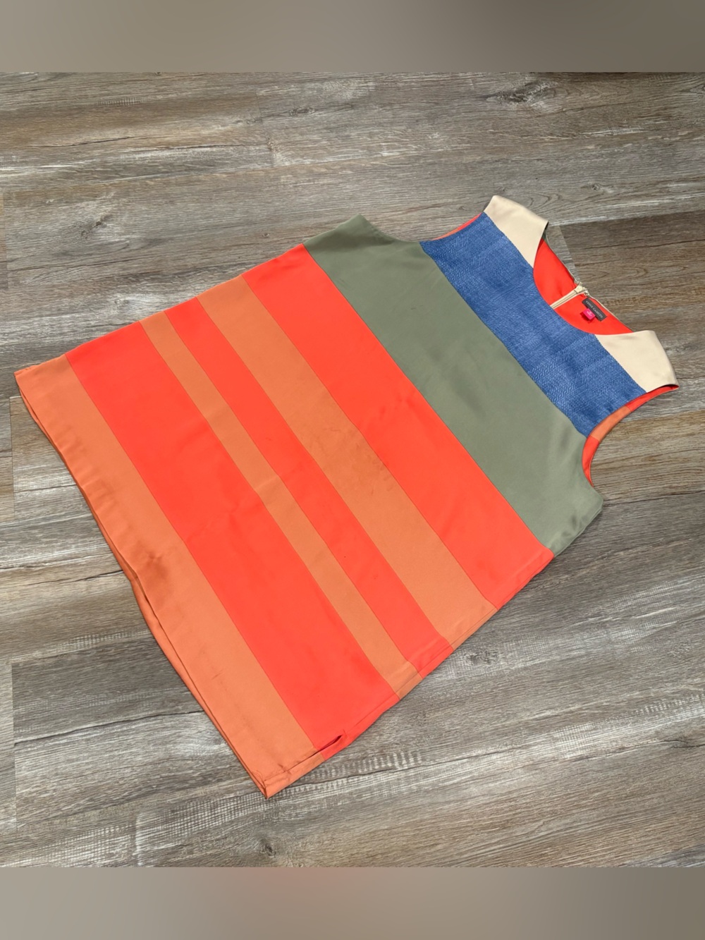 Vince Camuto Orange Colorblock Sleeveless Blouse